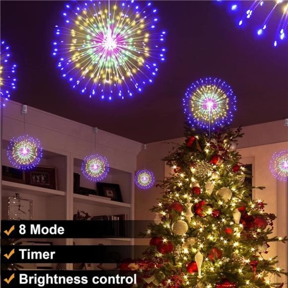 Starburst Lights 200 LED Firework Lights Copper Wire Sphere Lights with Remote - Picture 6 of 6